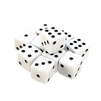 100Pcs 8mm White Dice with Black Pips Dots Six Sided Decider Die Game Cubes Chess and Card Game Accessories