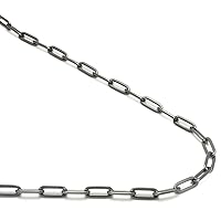 True Gunmetal Grey Titanium 5MM Paper Clip Link Necklace Chain