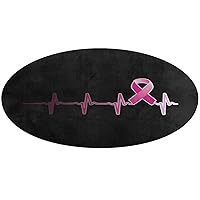 Pink Ribbon Breast Cancer Heartbeat Coral Velvet Floor Mat Absorbent Non-Slip Round Rug Soft Splat Mat Carpets for Bedroom Living Room 90 * 90cm