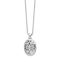 925 Sterling Silver Spring Ring White Ice Diamond Locket Necklace 18 Inch Measures 14.95mm Wide Jewelry Gifts for Women