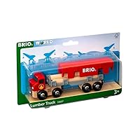 Brio World 33657 - Lumber Truck - 6 Piece Wooden Toy Train for Kids Ages 3 and Up, Grey