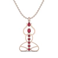 MOONEYE 3.25 Cts Ruby Glass Filled Yoga Pendant 925 Sterling Silver Seven Chakra Meditation Pendant Necklace Jewelry