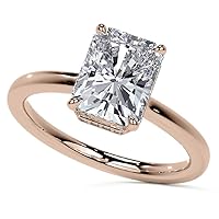 10K Solid Rose Gold Handmade Engagement Ring 2.0 CT Radiant Cut Moissanite Diamond Solitaire Wedding/Bridal Rings for Women/Her Proposes Rings