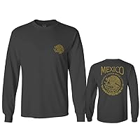 Gold Vintage Hecho En Mexico Mexican Flag Coat of Arms Escudo Mexicano Retro Long Sleeve Men's
