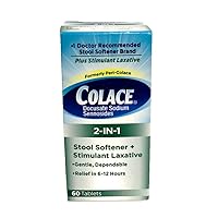 Colace 2-in-1 Stool Softener + Stimulant Laxative, 60 Tablets (Pack of 4)