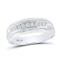 Diamond2Deal 10kt White Gold Mens Round Diamond Wedding Single Row Band Ring 1/4 Cttw Color- G-H Clarity- I2-I3