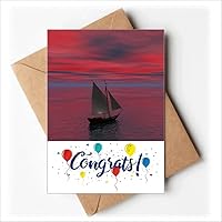 Ocean Red Sky Boat People Picture Wedding Cards Congratulations Greeting Envelopes