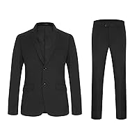 Men's Slim Fit 2 Piece Suit Set Two Button Solid Formal Business Blazer Suits Lightweight Party Jacket Pants Sets