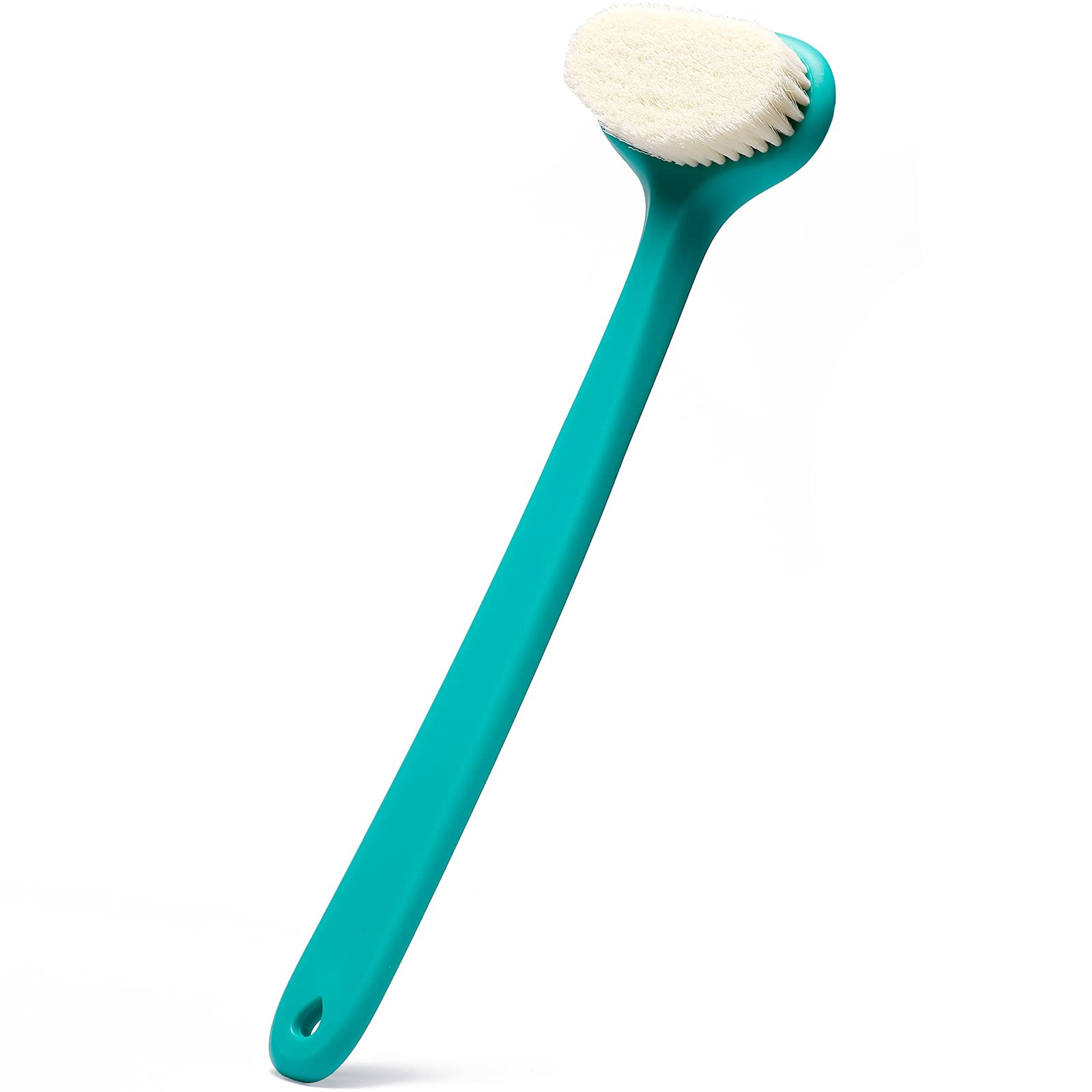 Upgraded Bath Body Brush with Comfy Bristles Long Handle Gentle Exfoliation Improve Skin's Health and Beauty Bath Shower Wet or Dry Brushing Body Brush (14 inch, Green)