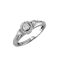14k White Gold Round Diamond Three-Stone Engagement Wedding Ring, Total Diamond Weight 0.54ct