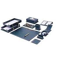 MOOG Desk Organizers - Desk Accessories - Leather Desk Organizer - Bonded Leather Desk Set - Home Office Accessories - Desk Supplies - Leather Desk Set - Office Accessories - 14 PCS (GREEN)