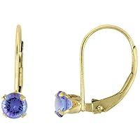 10k Gold Gemstone Leverback Earrings 3mm Round 0.22 ct, 9/16 inch