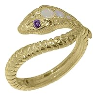 LBG 9k Yellow Gold Natural Opal Amethyst Womens Band Ring - Sizes 4 to 12 Available