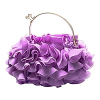 Women's Evening Bag Top-Handle Tote Handbags Satin Flower Dressy Cocktail Wedding Party Purse with Detachable Chain