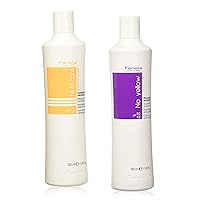 Fanola No Yellow Shampoo & Nutri Care Restructuring Deep Conditioner 11.8 oz / 2pk - Anti Brass Depositing Purple Shampoo Toner for Blonde & Damaged Hair
