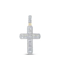 The Diamond Deal 10kt Yellow Gold Mens Round Diamond Cross Charm Pendant 2-3/4 Cttw