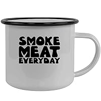 Smoke Meat Everyday - Stainless Steel 12oz Camping Mug, Black