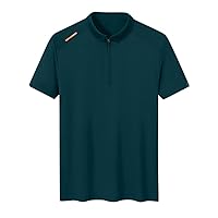 Collared Shirt Men Cooling Ice Silk Short Sleeve Quick Drying Outdoor Golf Shirt Athletic Tennis Tees 1/4 Zip Up Fishing Tops