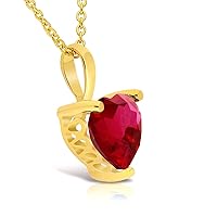 Planetys - Women's Yellow Gold Necklace 9 Carat (375/1000) with Natural Ruby Length 42-45 cm, Gold, Ruby