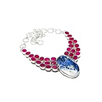 Sodalite & Ruby Gemstone Handmade 925 Sterling Silver Necklace 18 - Striking Jewelry for Harmony and Passion - Enhance Communication, Vitality, and Emotional Balance