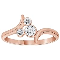 Round Cut Three Stone Simulated Diamond 925 Sterling Sliver Fancy Bypass Mickey Mouse Ring For Womens Girls