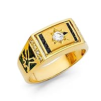 14k Yellow Gold CZ Cubic Zirconia Simulated Diamond Mens Ring With Blue Cubic Zirconia Size 10 Jewelry Gifts for Men