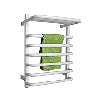 Electric Bath Towel Warmer 304 Stainless Steel Shower Room Heated Towel Warmer Bathroom Towel Warmer Rack,White,Plug in (White Hardwired)