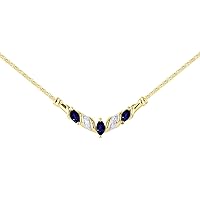 Rylos Stunning Classic Designer Necklace with Marquise Shape Gemstone & Genuine Sparkling Diamonds in 14K Yellow Gold Silver .925 - With Adjustible Chain