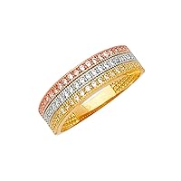 14k Yellow Gold White Gold and Rose Gold Fancy CZ Cubic Zirconia Simulated Diamond Ring Size 7 Jewelry for Women