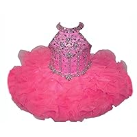 Halter Short Mini Cupcake Toddler Infant Pageant Party Prom Formal Dresses for Little Girls Ruffles Organza 2024