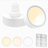 LABOREDUCER LED USB Rechargeable Puck Lights for E26 Socket, Screw in Puck Light Bulbs with Remote, Battery Operated Light Bulb, Non Electric for Wall Sconce, Table Lamp, Pendant Light(2 Pack)