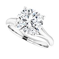18K Solid White Gold Handmade Engagement Ring 1.0 CT Round Cut Moissanite Diamond Solitaire Wedding/Bridal Ring Set for Women/Her Propose Rings