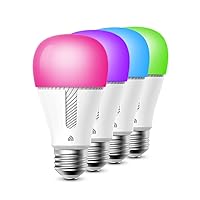 Bulbs, 850 Lumens, Full Color Changing Dimmable WiFi LED Light Bulb Compatible with Alexa and Google Home, A19, 9.5W,2.4Ghz only, No Hub Required, 4-Pack(KL130P4)