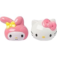 Silver Buffalo Sanrio Hello Kitty And My Melody 3D Sculpted Ceramic Salt and Pepper Shaker Set