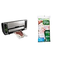 FoodSaver FM5860 Vacuum Sealer Machine with Express Bag Maker & Auto Bag Dispense and Rewind, UL Safety Certified, Silver & 1-Quart BPA-Free Multilayer Construction Vacuum Zipper Bags, 18 Count