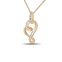 Round Diamond Accent Heart Tendril Dangling 925 Sterling Silver Pendant Necklace (0.05Cttw, I-J Color, I2-I3 Clarity)