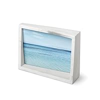 1013910-1125 Edge Resin Picture Frame and Photo Display for Desk or Table Top, 5x7, White Marble