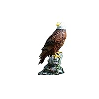 Bald Eagle Garden Statue Realistic American Pride Eagle on Rock Figurine Patriotic Yard Lawn Art Sculpture Rustic Lodge Bird Decor for Office Home Desktop Car Brown