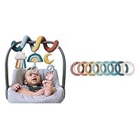 Itzy Ritzy Spiral Car Seat & Stroller Activity Toy - Stroller & Car Seat Toys for Ages 0 Months and Up - Hanging Toys Include Clinking Rings, Mirror and Textured Ribbons & Linking Ring Set,Rainbow