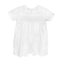 Baby Boys' Romper with Smocking and Faggoting