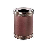 Leather Round Trash Can Home Living Room Office Without Lid Trash (Color : C)