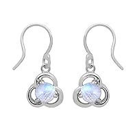 Multi Choice Round Shape Gemstone 925 Sterling Silver Solitaire Celtic Dangle Drop Earring