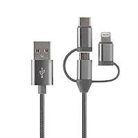 3 in 1 Charging Cord Adapter with Type-C, Micro USB Port Connectors for Cell Phones and More,[Apple MFi Certified] Lightning Cable 3.4ft/1meter Cell Phone Accessories Charging Cords (1 Pack)