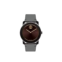 Movado Bold, TR90 Brown Stainless Steel Case, Brown Dial, Grey Leather Strap, Men, 3600455