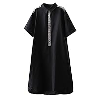 Tebreux Women's Linen Tunic Dress Cotton Summer Loose Shirt Midi Dresses with Pockets