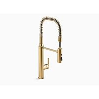 Kohler 24982-2MB Purist, 3-Spray, Kitchen Sink Faucet with Pull Down Sprayer, Vibrant Brushed Moderne Brass