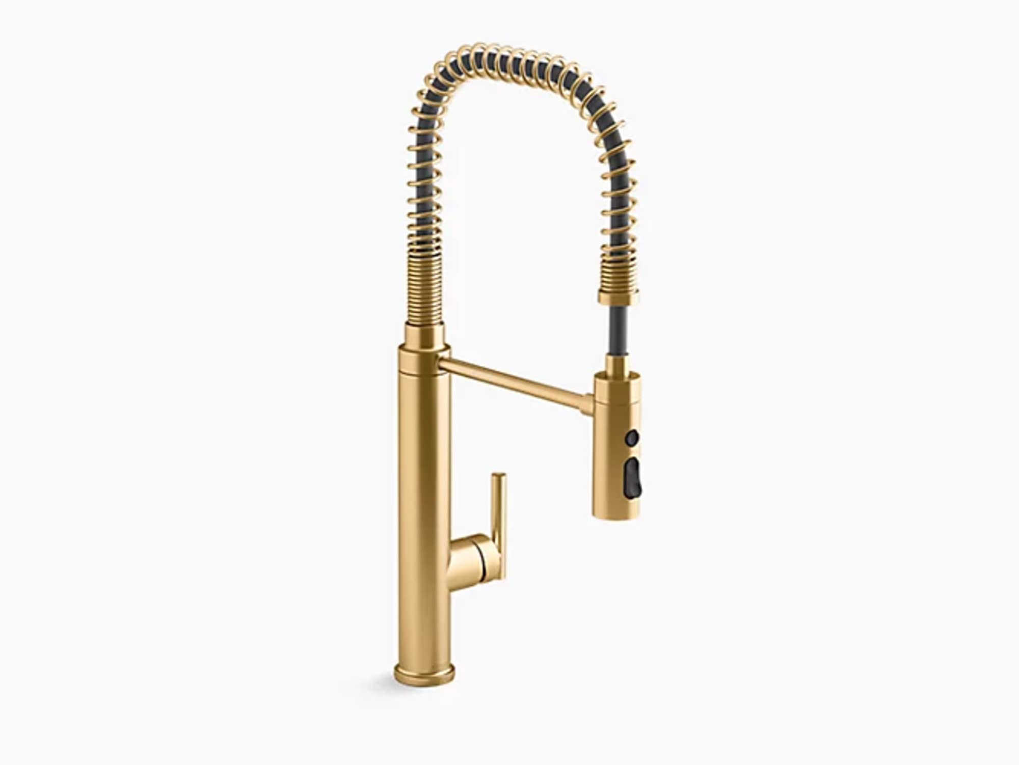 Kohler 24982-2MB Purist, 3-Spray, Kitchen Sink Faucet with Pull Down Sprayer, Vibrant Brushed Moderne Brass