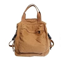 Small Boho Canvas Backpack for Women Vintage Style Outdoor Travel Bag Casual Daypack Grunge Aesthetic Hippie Y2K Backpack (Khaki,One Size)