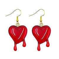 Y2k Dropping Blood Heart Dangle Earrings,Vampire Jewelry Gift for Women and Girls