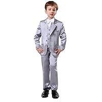Boys' Satin Three-Piece Suit, Notch Lapel Jacket Vest Pants Tuxedos Prom Performance Pageboy